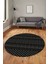 Kilim Desenli Dijital Kaymaz Yıkanabilir Sade Yuvarlak Mutfak Salon Halısı, Y-Sade-21-Antrasıt, 5