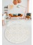 Dijital Kaymaz Taban Yıkanabilir Şık Kilim Desen Yuvarlak Mutfak Salon Halısı, Y-Sade-03-Krem, 4