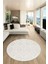 Dijital Kaymaz Taban Yıkanabilir Şık Kilim Desen Yuvarlak Mutfak Salon Halısı, Y-Sade-03-Krem, 2