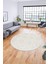 Dijital Kaymaz Taban Yıkanabilir Şık Kilim Desen Yuvarlak Mutfak Salon Halısı, Y-Sade-03-Krem, 5