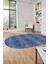 Düz Renk Sade Desenli Dijital Kaymaz Taban Yıkanabilir Oval Yolluk Salon Halısı, O-Sade-35-Mavi, 3