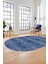 Düz Renk Sade Desenli Dijital Kaymaz Taban Yıkanabilir Oval Yolluk Salon Halısı, O-Sade-35-Mavi, 5