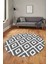 Sade Baklava Desen Motifli Kaymaz Taban Yıkanabilir Yuvarlak Salon Halısı, Y-Sade-27-Gri, 4