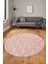 Sade Baklava Desen Motifli Kaymaz Taban Yıkanabilir Yuvarlak Salon Halısı, Y-Sade-28-Pembe, 4