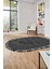 Düz Renk Sade Desen Çerçeveli Kaymaz Taban Yıkanabilir Oval Yolluk Salon Halısı, O-Sade-36-Antrasit, 3