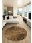Düz Renk Sade Desen Dijital Kaymaz Taban Yıkanabilir Yuvarlak Salon Halısı, Y-Sade-37-Kahve, 4