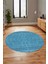Dijital Kaymaz Taban Yıkanabilir Sade Desen Yuvarlak Mutfak Salon Halısı, Y-Sade-18-Mavi, 5