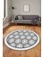 Kilim Desenli Dijital Kaymaz Yıkanabilir Sade Yuvarlak Mutfak Salon Halısı, Y-Sade-19-Beyaz, 5