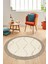 Dijital Kaymaz Taban Yıkanabilir Sade Kilim Desen Yuvarlak Mutfak Salon Halısı, Y-Sade-17-Krem, 1