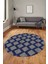 Dijital Baskı Kaymaz Yıkanabilir Sade Motifli Yuvarlak Mutfak Salon Halısı, Y-Sade-40-Mavi, 2