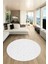 Dijital Kaymaz Taban Yıkanabilir Kilim Desen Yuvarlak Mutfak Salon Halısı, Y-Sade-02-Beyaz, 2