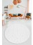 Dijital Kaymaz Taban Yıkanabilir Kilim Desen Yuvarlak Mutfak Salon Halısı, Y-Sade-02-Beyaz, 4
