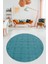Dijital Baskı Kaymaz Yıkanabilir Sade Desen Yuvarlak Mutfak Salon Halısı, Y-Sade-47-Mavi, 5