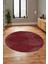 Düz Renk Sade Motifli Dijital Kaymaz Taban Yıkanabilir Yuvarlak Salon Halısı, Y-Sade-34-Bordo, 2