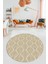 Düz Renk Dijital Kaymaz Yıkanabilir Sade Yuvarlak Mutfak Salon Halısı, Y-Sade-23-Krem, 1