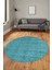 Düz Renk Sade Motifli Dijital Kaymaz Taban Yıkanabilir Yuvarlak Salon Halısı, Y-Sade-31-Mavi, 3