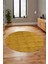 Düz Renk Sade Motifli Dijital Kaymaz Taban Yıkanabilir Yuvarlak Salon Halısı, Y-Sade-31-Sarı, 2