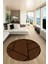 Dijital Baskı Kaymaz Yıkanabilir Sade Çizgili Yuvarlak Mutfak Salon Halısı, Y-Sade-50-Kahve, 3