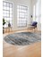 Düz Renk Sade Desen Dijital Kaymaz Taban Yıkanabilir Oval Yolluk Salon Halısı, O-Sade-37-Gri, 5