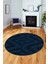 Düz Renk Sade Kilim Motifli Dijital Kaymaz Taban Yıkanabilir Yuvarlak Salon Halısı, Y-Sade-33-Mavi, 1