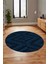 Düz Renk Sade Kilim Motifli Dijital Kaymaz Taban Yıkanabilir Yuvarlak Salon Halısı, Y-Sade-33-Mavi, 2