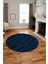 Düz Renk Sade Kilim Motifli Dijital Kaymaz Taban Yıkanabilir Yuvarlak Salon Halısı, Y-Sade-33-Mavi, 4