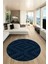 Düz Renk Sade Kilim Motifli Dijital Kaymaz Taban Yıkanabilir Yuvarlak Salon Halısı, Y-Sade-33-Mavi, 5