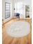 Düz Renk Sade Desen Çerçeveli Kaymaz Taban Yıkanabilir Oval Yolluk Salon Halısı, O-Sade-36-Krem, 4