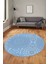 Düz Renk Sade Motifli Dijital Kaymaz Taban Yıkanabilir Yuvarlak Salon Halısı, Y-Sade-34-Mavi, 3