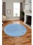 Düz Renk Sade Motifli Dijital Kaymaz Taban Yıkanabilir Yuvarlak Salon Halısı, Y-Sade-34-Mavi, 4