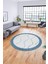 Dijital Kaymaz Taban Yıkanabilir Sade Kilim Desen Yuvarlak Mutfak Salon Halısı, Y-Sade-17-Mavi, 3