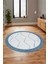 Dijital Kaymaz Taban Yıkanabilir Sade Kilim Desen Yuvarlak Mutfak Salon Halısı, Y-Sade-17-Mavi, 5
