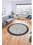 Dijital Kaymaz Taban Yıkanabilir Sade Kilim Desen Yuvarlak Mutfak Salon Halısı, Y-Sade-17-Siyah, 3