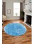 Dijital Baskı Kaymaz Yıkanabilir Sade Düz Renk Tasarım Yuvarlak Salon Halısı, Y-Sade-43-Mavi, 2