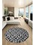 3D Dijital Kaymaz Taban Yıkanabilir Kilim Desen Yuvarlak Mutfak Salon Halısı, Y-Sade-04-Antrasit, 2