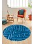 Dijital Kaymaz Taban Yıkanabilir Sade Düz Desen Yuvarlak Mutfak Salon Halısı, Y-Sade-09-Mavi, 2
