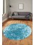 Dijital Baskı Kaymaz Yıkanabilir Sade 3D Yuvarlak Mutfak Salon Halısı, Y-Sade-48-Mavi, 1