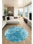 Dijital Baskı Kaymaz Yıkanabilir Sade 3D Yuvarlak Mutfak Salon Halısı, Y-Sade-48-Mavi, 3