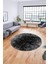 Dijital Kaymaz Taban Yıkanabilir Sade Düz Desen Yuvarlak Mutfak Salon Halısı, Y-Sade-14-Siyah, 3