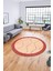 Dijital Kaymaz Taban Yıkanabilir Sade Kilim Desen Yuvarlak Mutfak Salon Halısı, Y-Sade-17-Kırmızı, 3