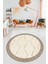 Dijital Kaymaz Taban Yıkanabilir Sade Kilim Desen Yuvarlak Mutfak Salon Halısı, Y-Sade-17-Krem, 2
