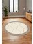 Dijital Kaymaz Taban Yıkanabilir Sade Kilim Desen Yuvarlak Mutfak Salon Halısı, Y-Sade-17-Krem, 5