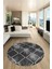 Dijital Baskı Kaymaz Yıkanabilir Sade Şık Motifli Yuvarlak Mutfak Salon Halısı, Y-Sade-41-Siyah, 4