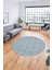 Kilim Desenli Sade Motifli Kaymaz Taban Yıkanabilir Yuvarlak Salon Halısı, Y-Sade-30-Mavi, 1