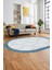 Baskılı Kaymaz Taban Yıkanabilir Sade Kilim Desen Oval Yolluk Salon Halısı, O-Sade-17-Mavi, 4