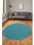 Dijital Baskı Kaymaz Yıkanabilir Sade Desen Yuvarlak Mutfak Salon Halısı, Y-Sade-47-Mavi, 1