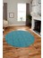 Dijital Baskı Kaymaz Yıkanabilir Sade Desen Yuvarlak Mutfak Salon Halısı, Y-Sade-47-Mavi, 2