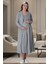 Mecit 6066 Gri Sabahlıklı Gecelik Pijama Lohusa Set 1