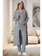 Mecit 6066 Gri Sabahlıklı Gecelik Pijama Lohusa Set 2