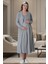 Mecit 6066 Gri Sabahlıklı Gecelik Pijama Lohusa Set 3